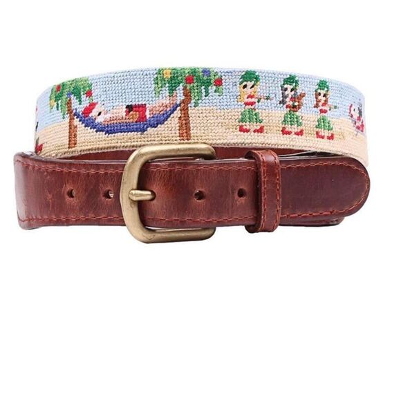 Tropical Christmas Needlepoint Belt by Smathers & Branson - NWT - Size 32 - Picture 1 of 6
